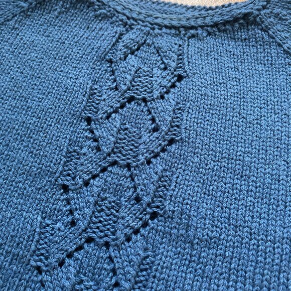 Blue Lace Front Tee Hand knit Small - Picture 7 of 10